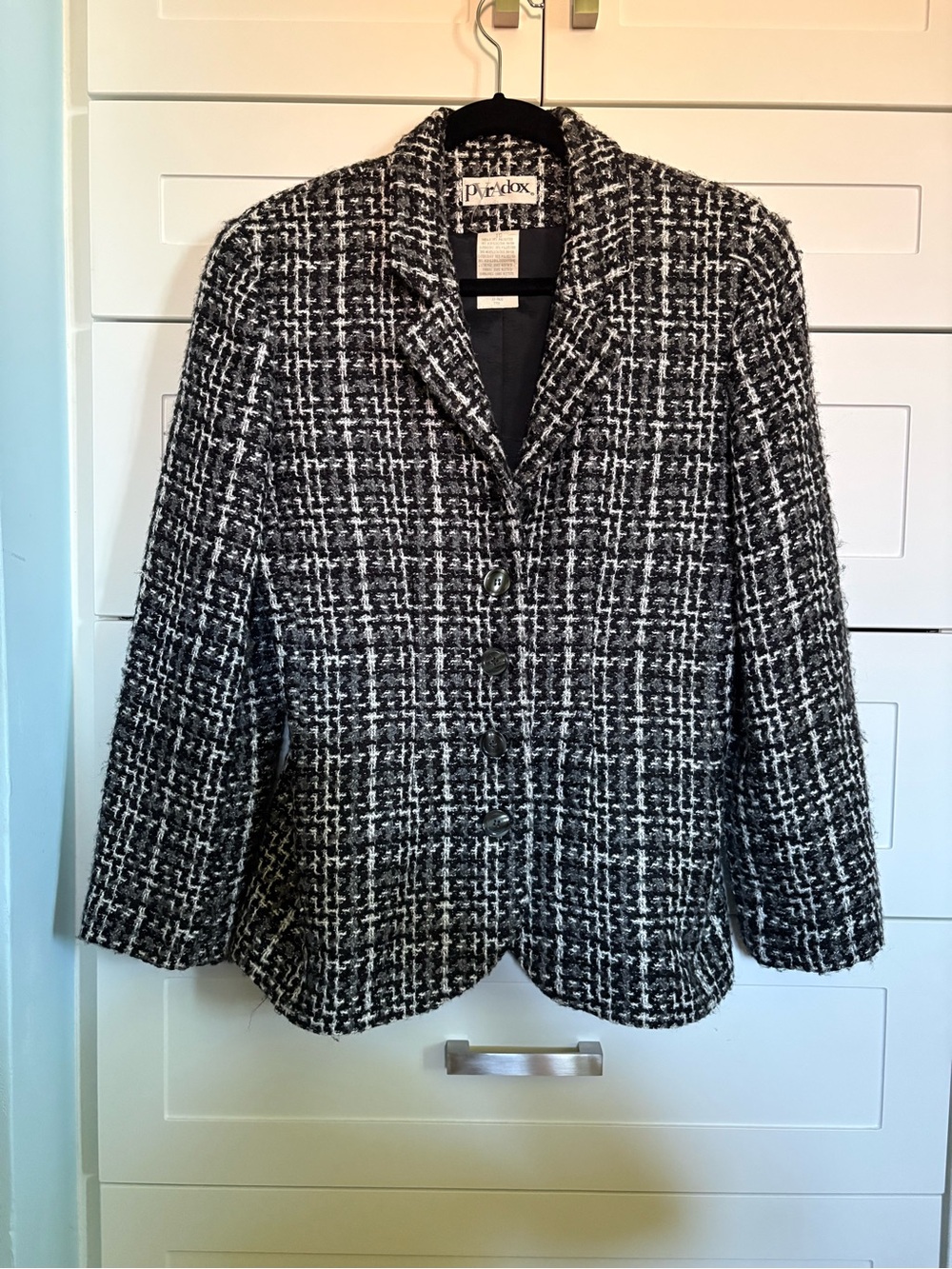 Paradox Women's Black & White Tweed Blazer Jacket